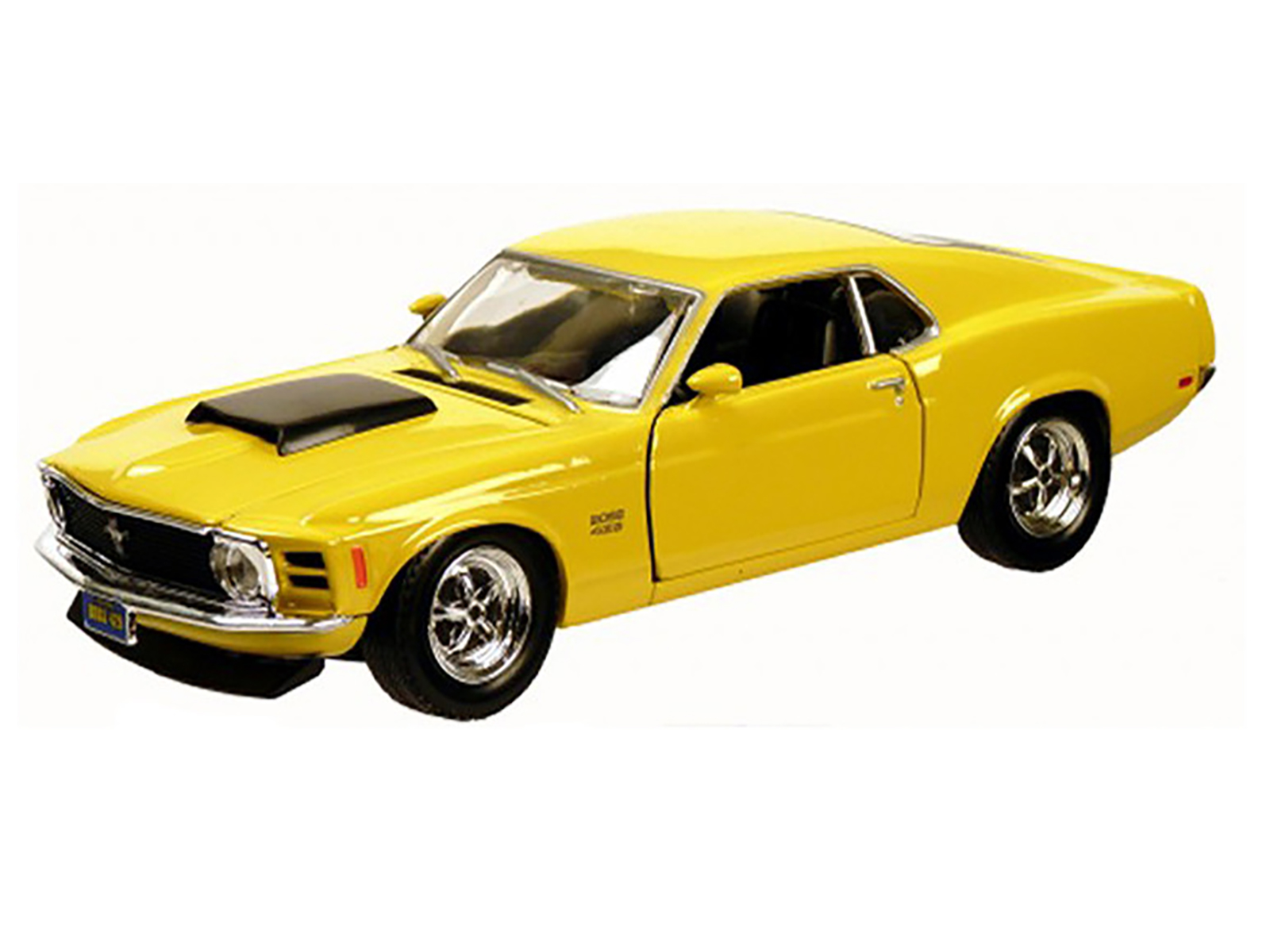 1970 Ford Mustang Boss 429 Yellow 1/24 Diecast Model Car by Motormax thumbnail 2