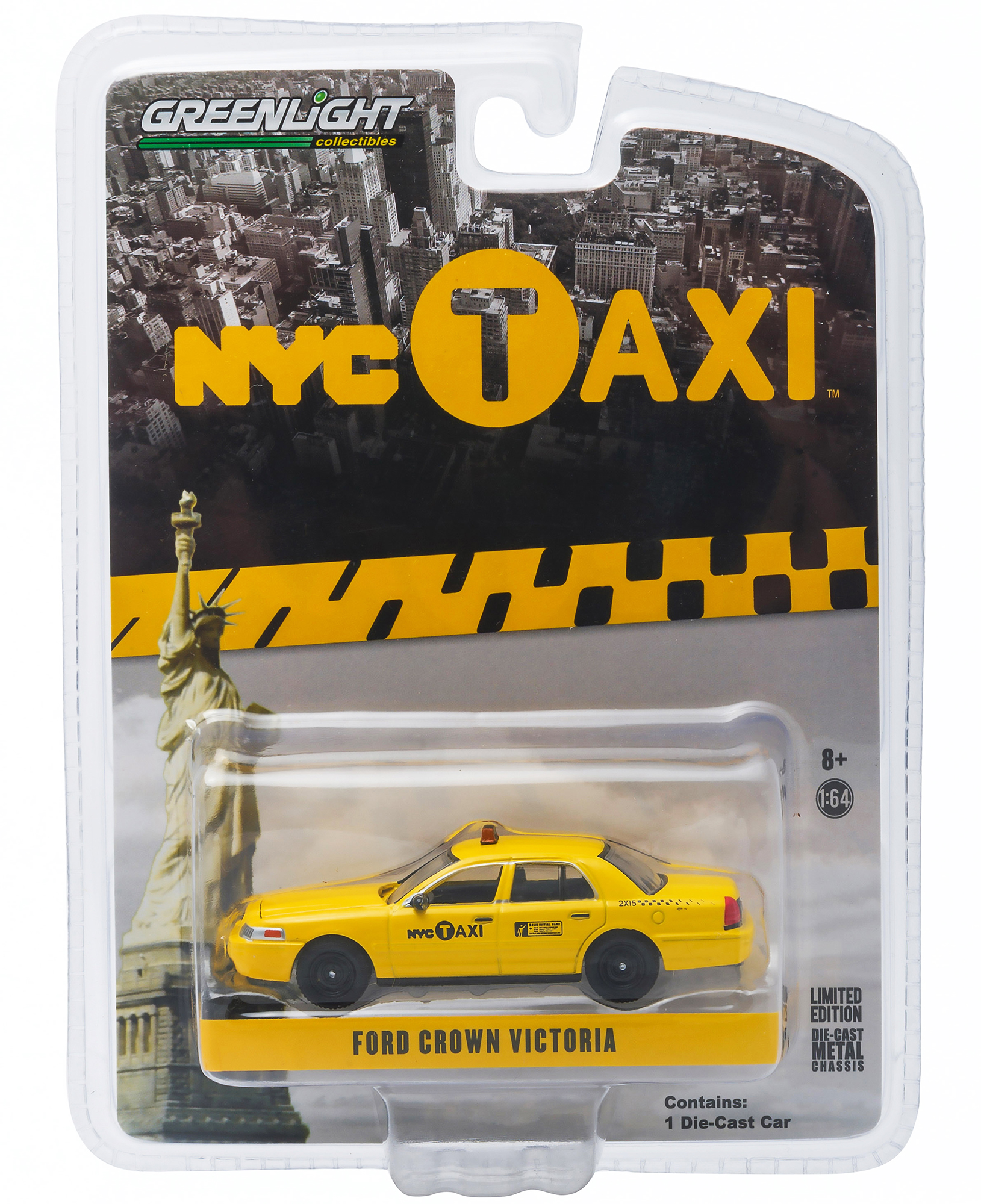 Ford Crown Victoria Yellow "NYC Taxi" (New York City) 1/64 Diecast Model Car by Greenlight thumbnail 2