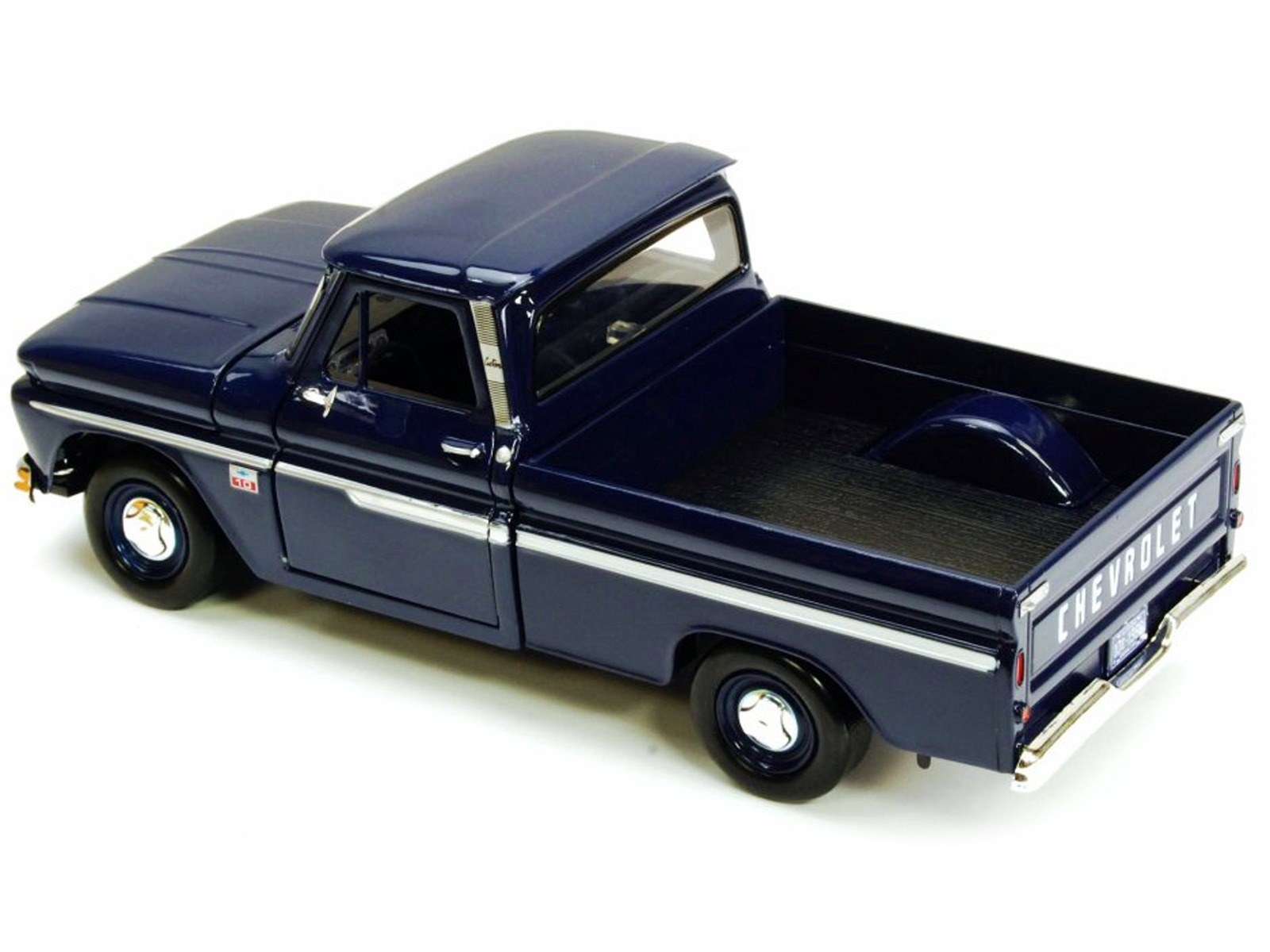 1966 Chevrolet C10 Fleetside Pickup Truck Dark Blue 1/24 Diecast Car Model by Motormax thumbnail 2