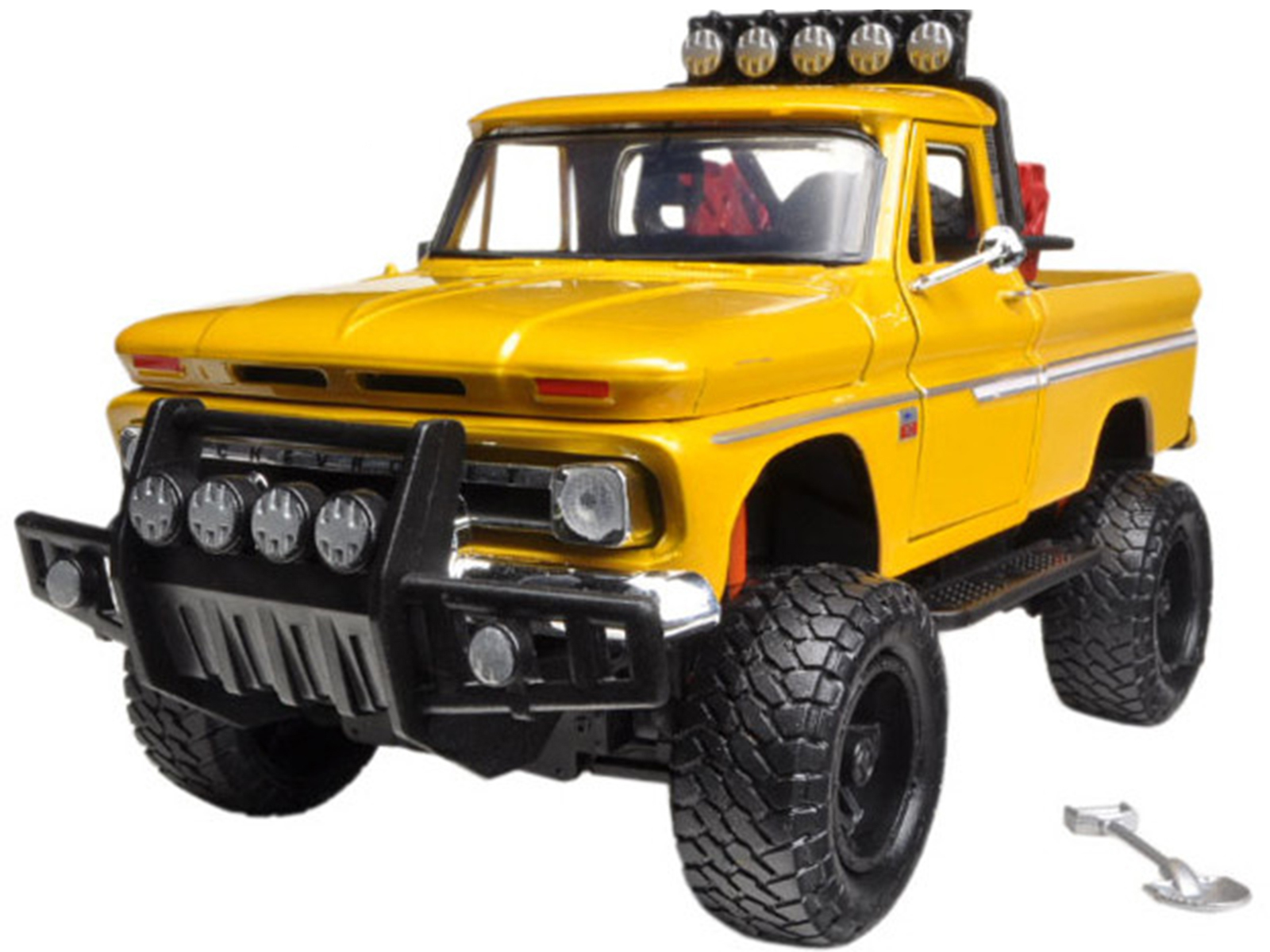 1966 Chevrolet C10 Fleetside Pickup Truck Off Road Yellow 1/24 Diecast Model by Motormax thumbnail 2