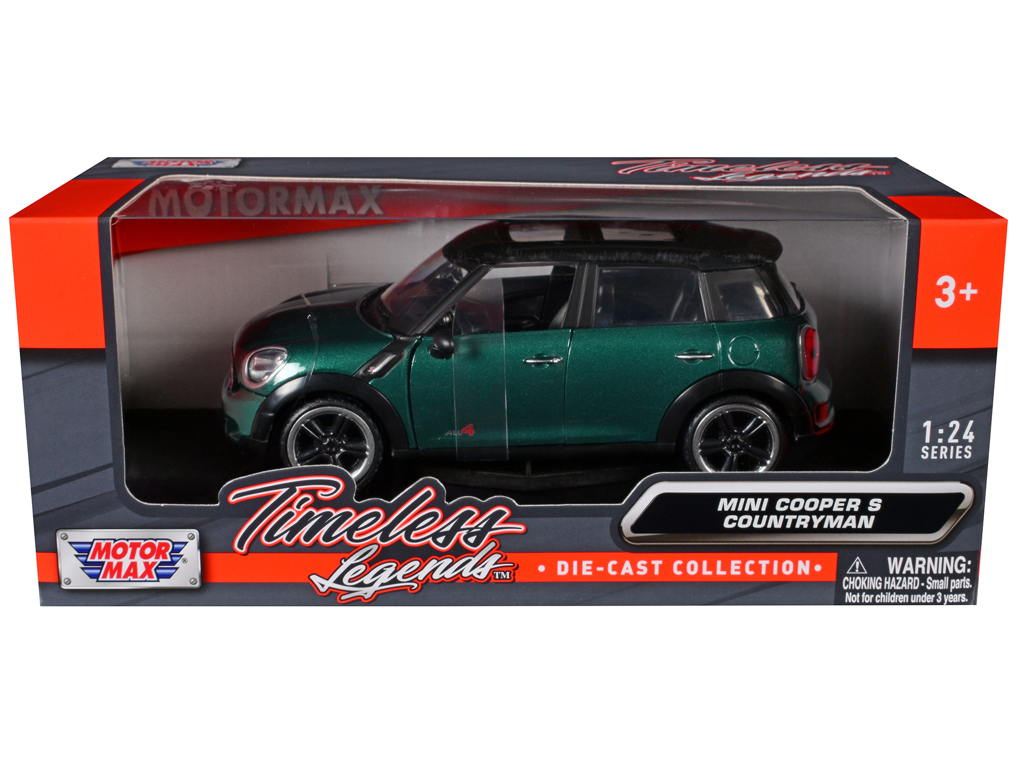 Mini Cooper S Countryman Oxford Green 1/24 Diecast Car Model by Motormax thumbnail 3