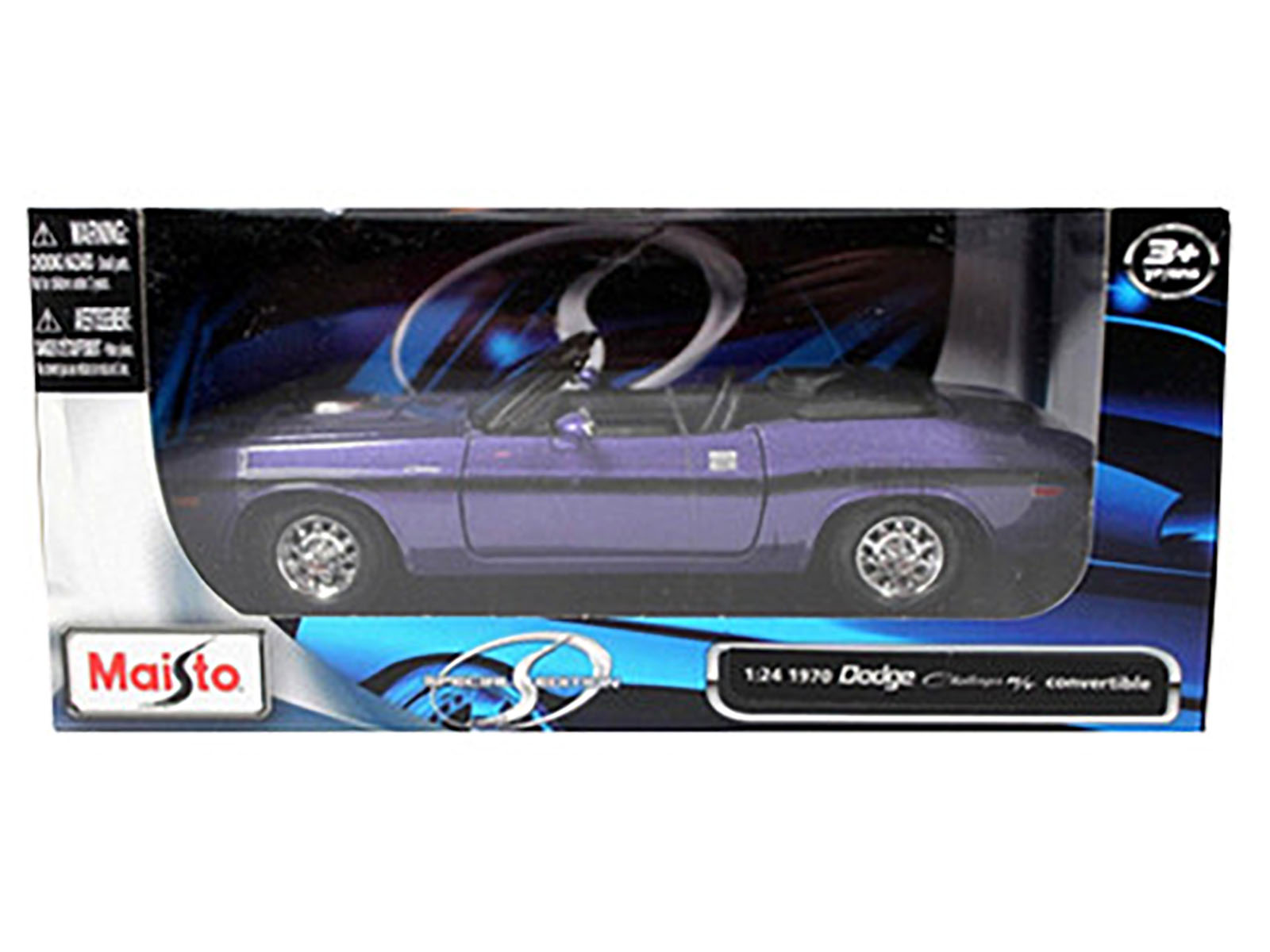 1970 Dodge Challenger R/T Convertible Purple 1/24 Diecast Model Car by Maisto thumbnail 3