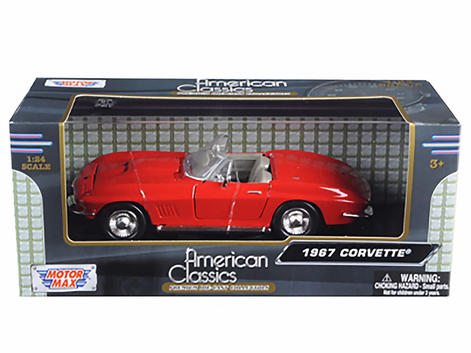 1967 Chevrolet Corvette Convertible Red 1/24 Diecast Model Car by Motormax thumbnail 3