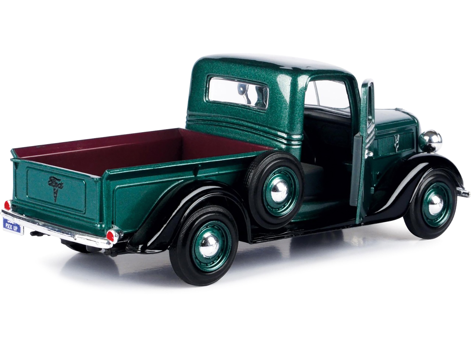 1937 Ford Pickup Truck Green and Black 1/24 Diecast Model Car by Motormax thumbnail 3