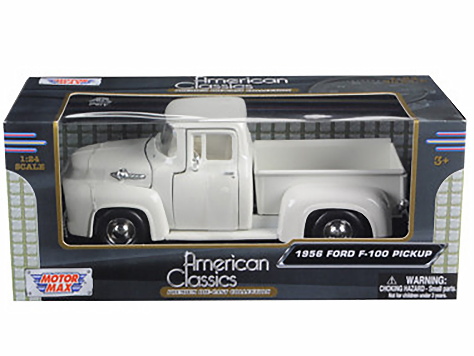 1956 Ford F-100 Pickup Truck White 1/24 Diecast Model Car by Motormax thumbnail 3