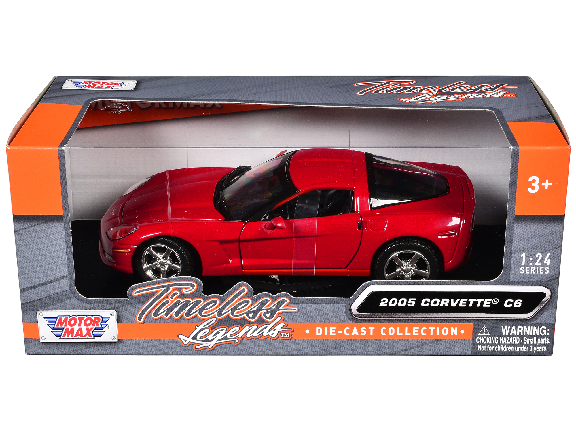 2005 Chevrolet Corvette C6 Coupe Red 1/24 Diecast Model Car by Motormax thumbnail 3