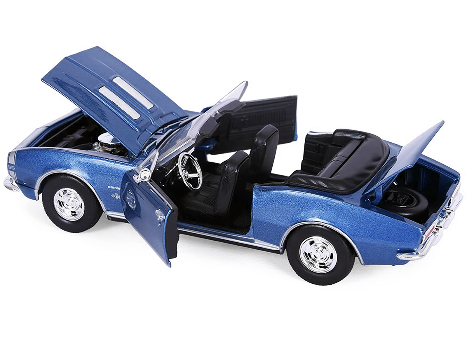 1967 Chevrolet Camaro SS Convertible Blue Metallic 1/24 Diecast Model Car by Motormax thumbnail 3