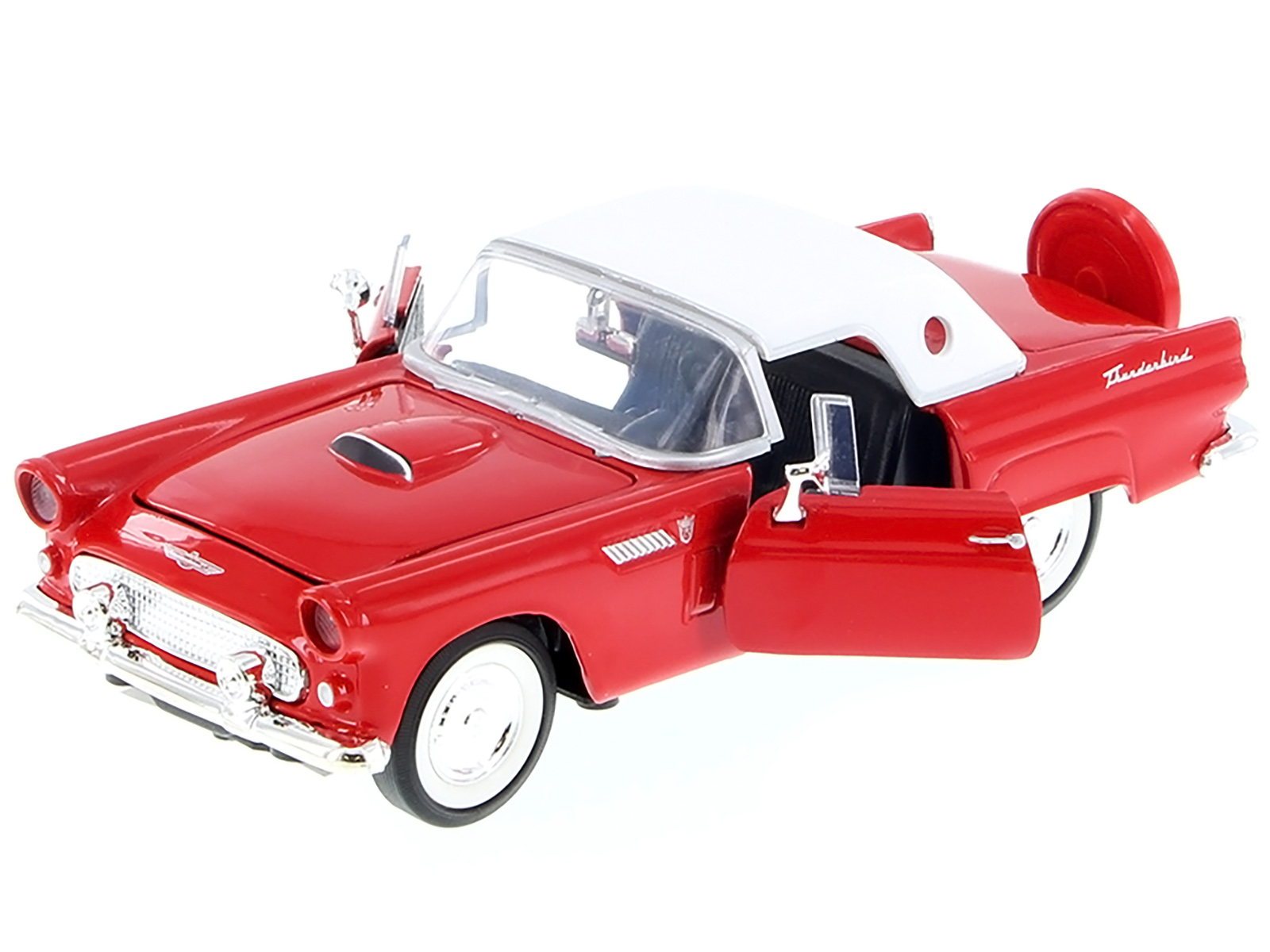 1956 Ford Thunderbird Red 1/24 Diecast Car Model by Motormax thumbnail 3