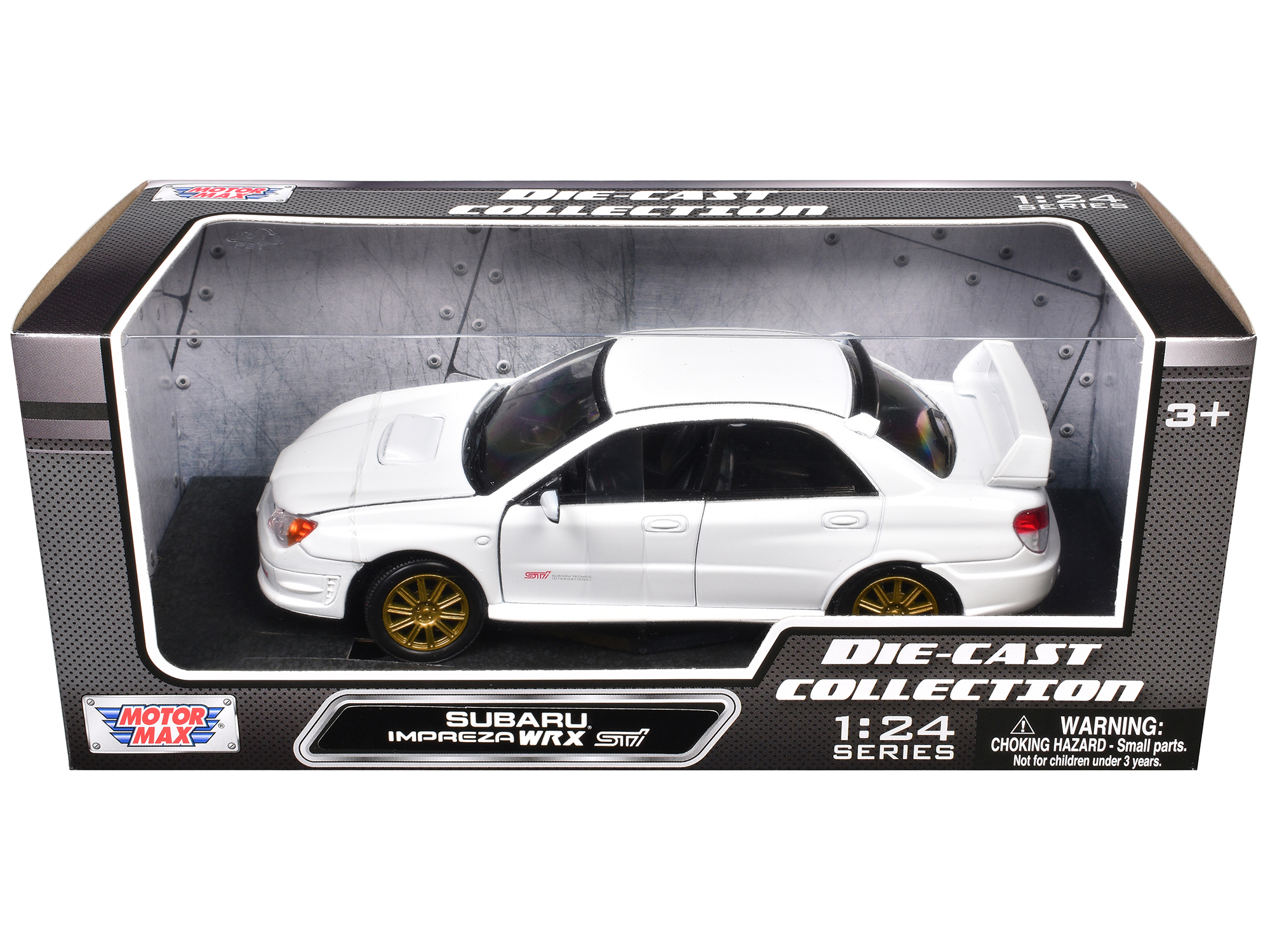 Subaru Impreza WRX STi White 1/24 Diecast Model Car by Motormax thumbnail 3