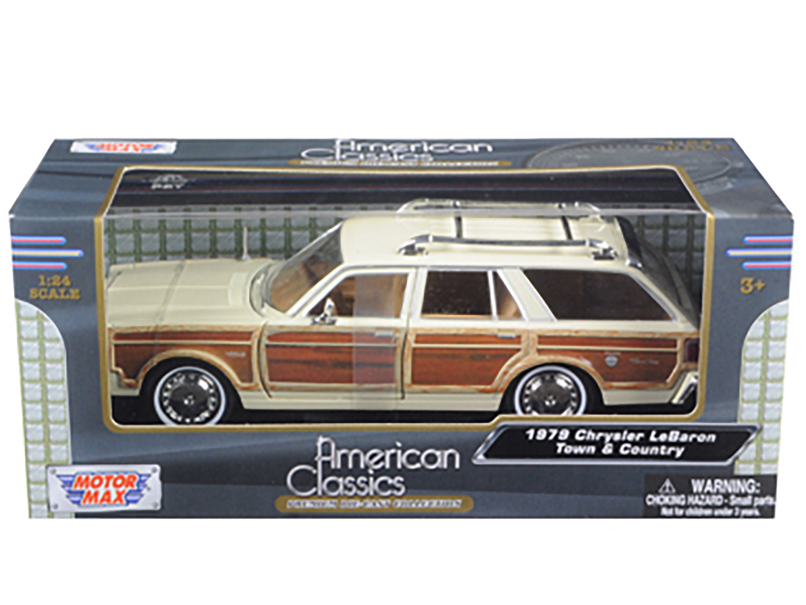 1979 Chrysler Lebaron Town & Country Cream 1/24 Diecast Model Car by Motormax thumbnail 3