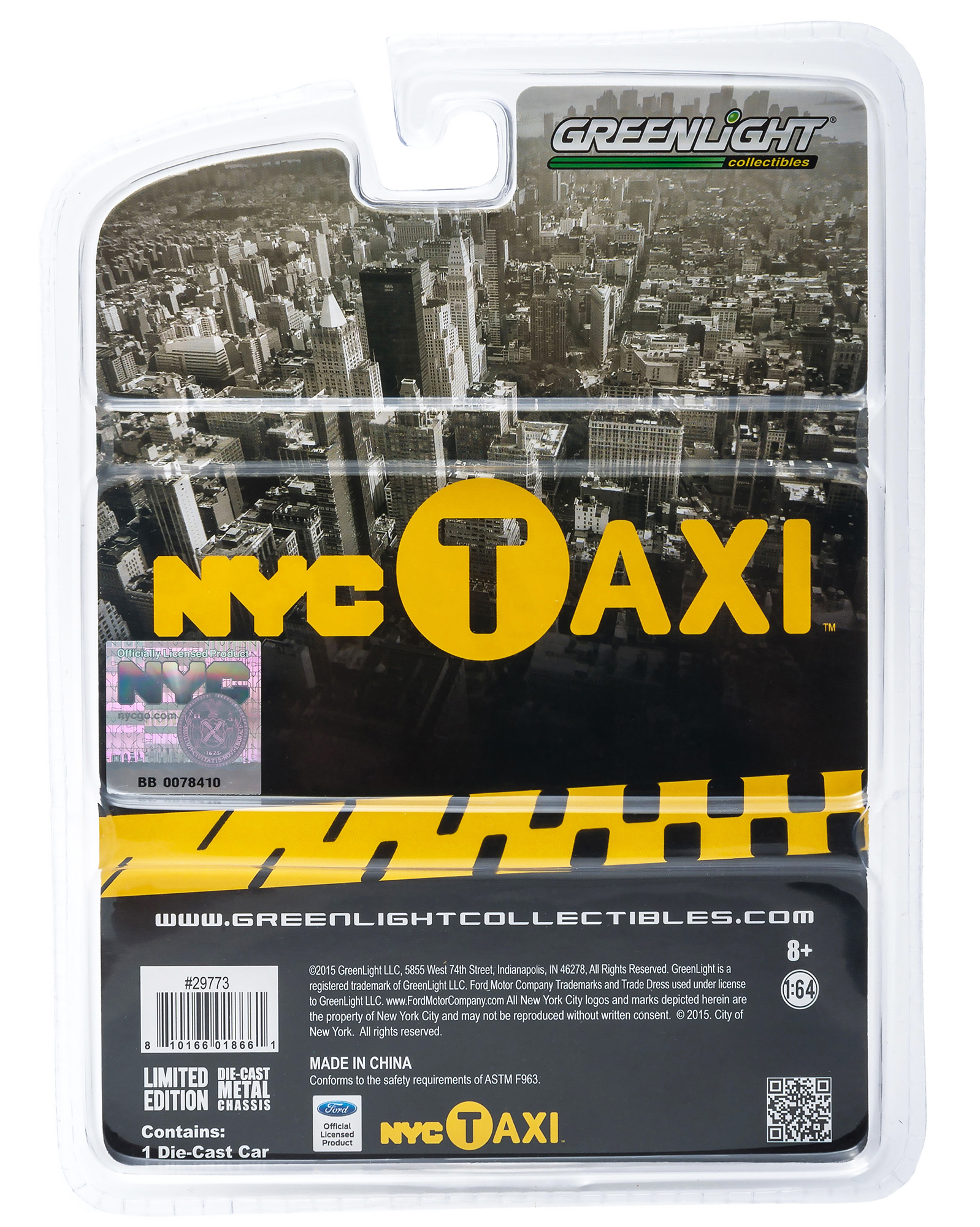 Ford Crown Victoria Yellow "NYC Taxi" (New York City) 1/64 Diecast Model Car by Greenlight thumbnail 3