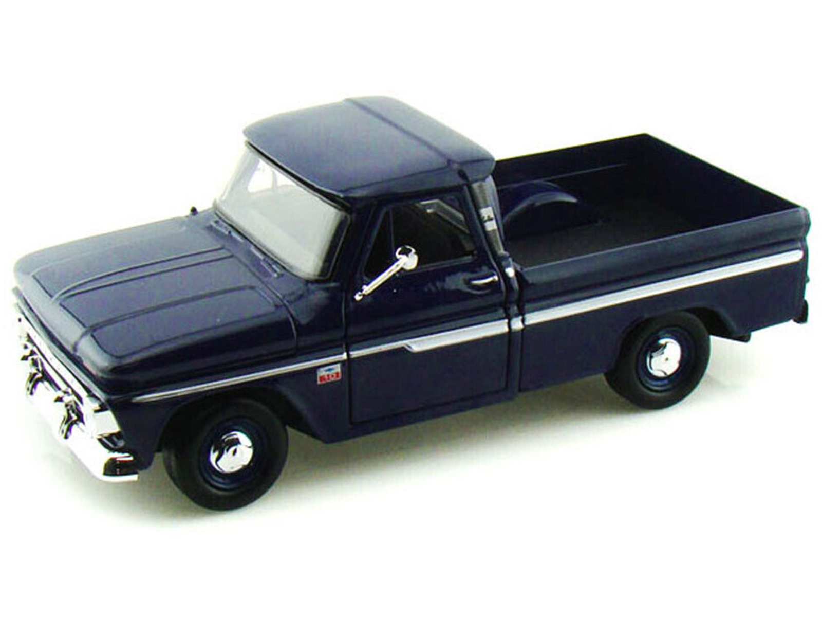 1966 Chevrolet C10 Fleetside Pickup Truck Dark Blue 1/24 Diecast Car Model by Motormax thumbnail 3