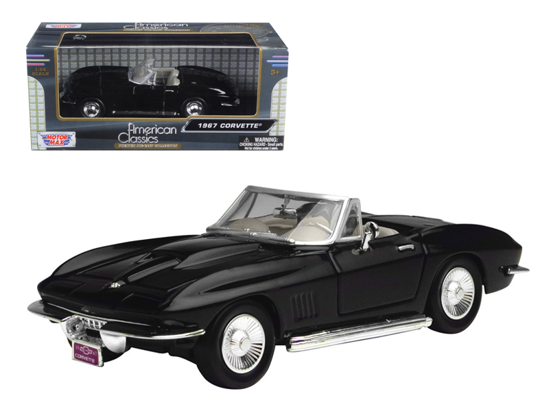 1967 Chevrolet Corvette Convertible Black 1/24 Diecast Model Car by Motormax