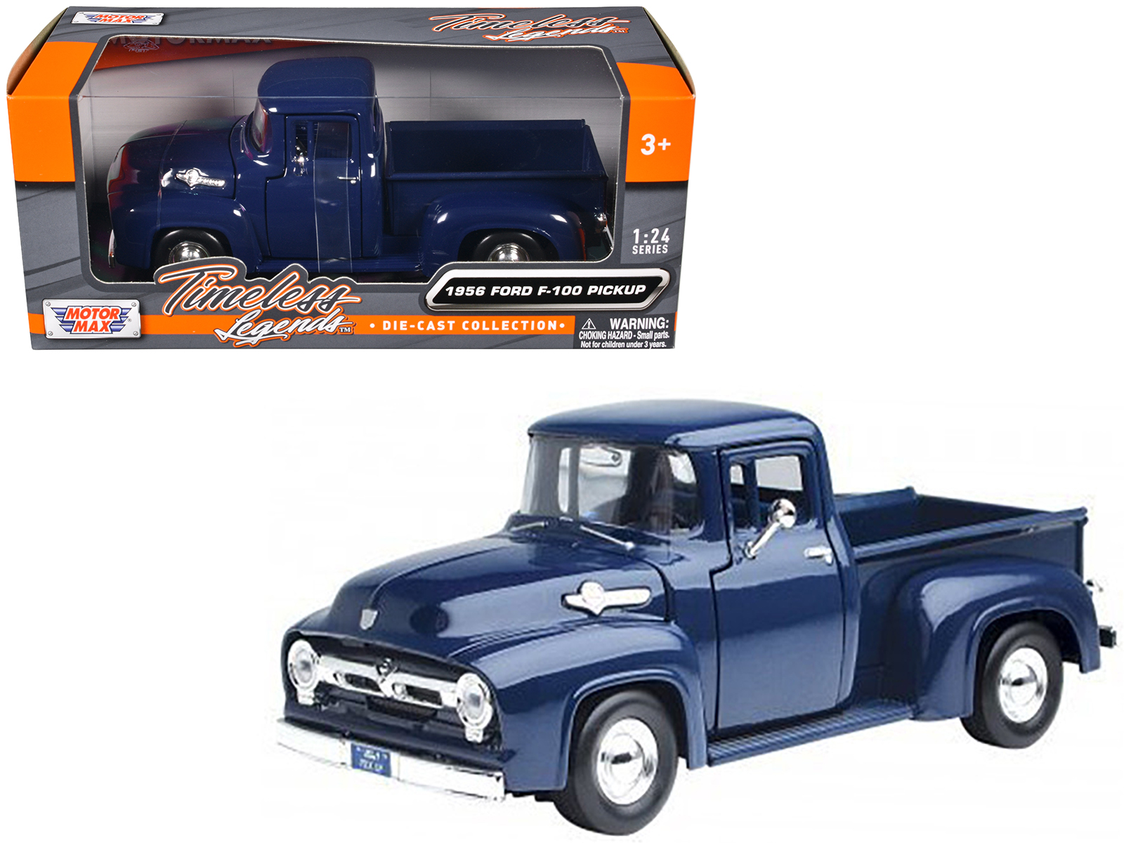 1956 Ford F-100 Pickup Truck Blue 1/24 Diecast Model Car by Motormax