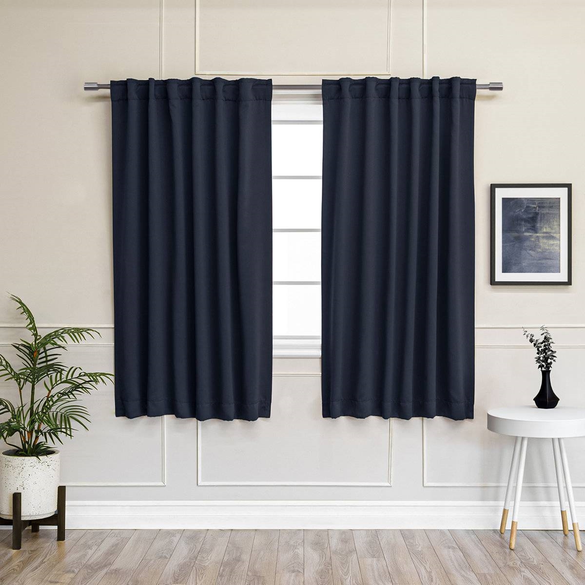 52 x 120 inch Solid Navy Blue Thermal Blackout Curtain Panels - Set of 2 thumbnail 3