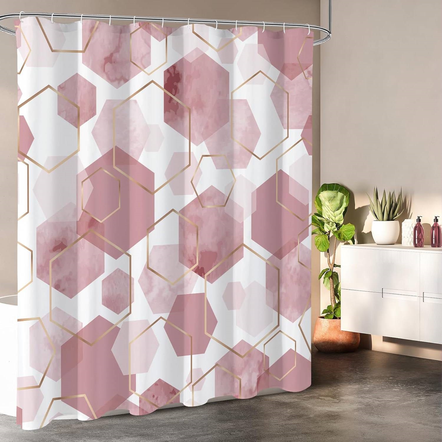 72"W x 84"H Vintage Floral Peony Pink Polyester Shower Curtain thumbnail 10
