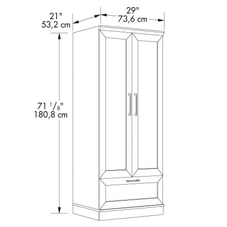 Dark Brown Wood Wardrobe Cabinet Armoire with Garment Rod thumbnail 4