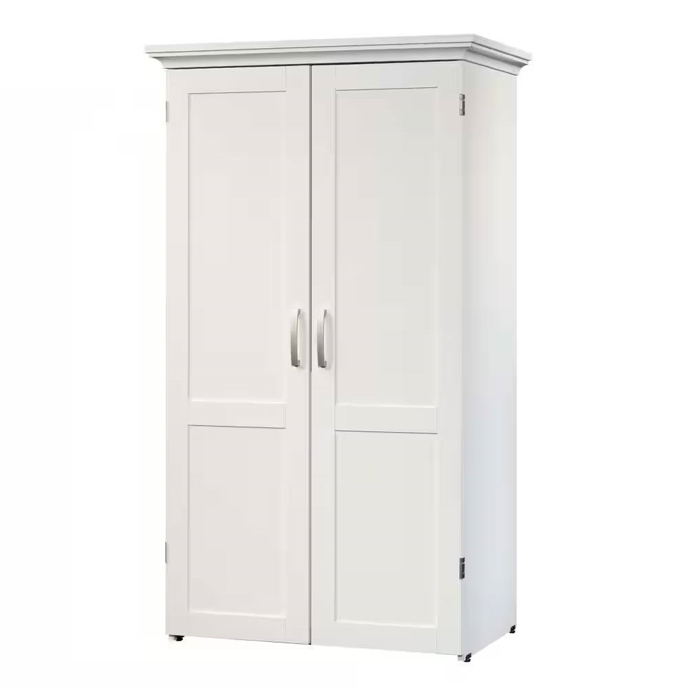 Drop Leaf Computer Desk Craft Table Armoire in White Wood Finish - Made in USA thumbnail 2