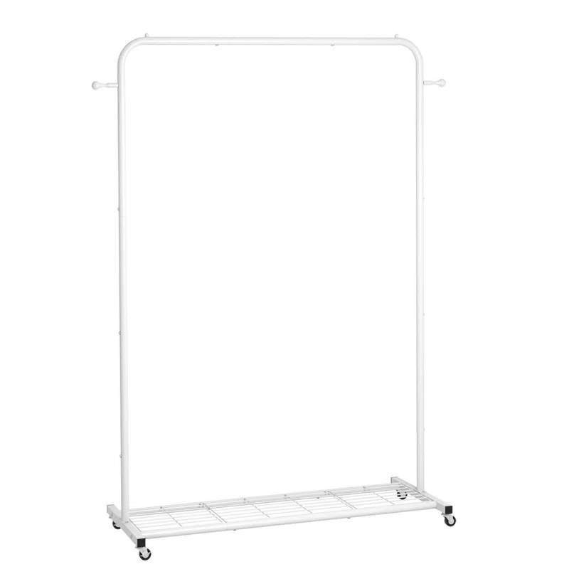 White Modern Garment Rack Clothes Hanging Rod with Lockable Wheels thumbnail 2