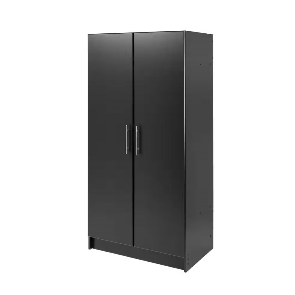 Black Freestanding Bedroom Cabinet Armoire Wardrobe Closet with Hanging Rail thumbnail 2