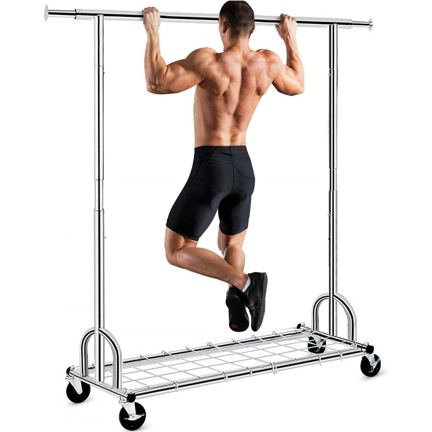 Heavy Duty Metal Clothing Garment Rack with Lockable Wheels - 450 lbs. Capacity thumbnail 2