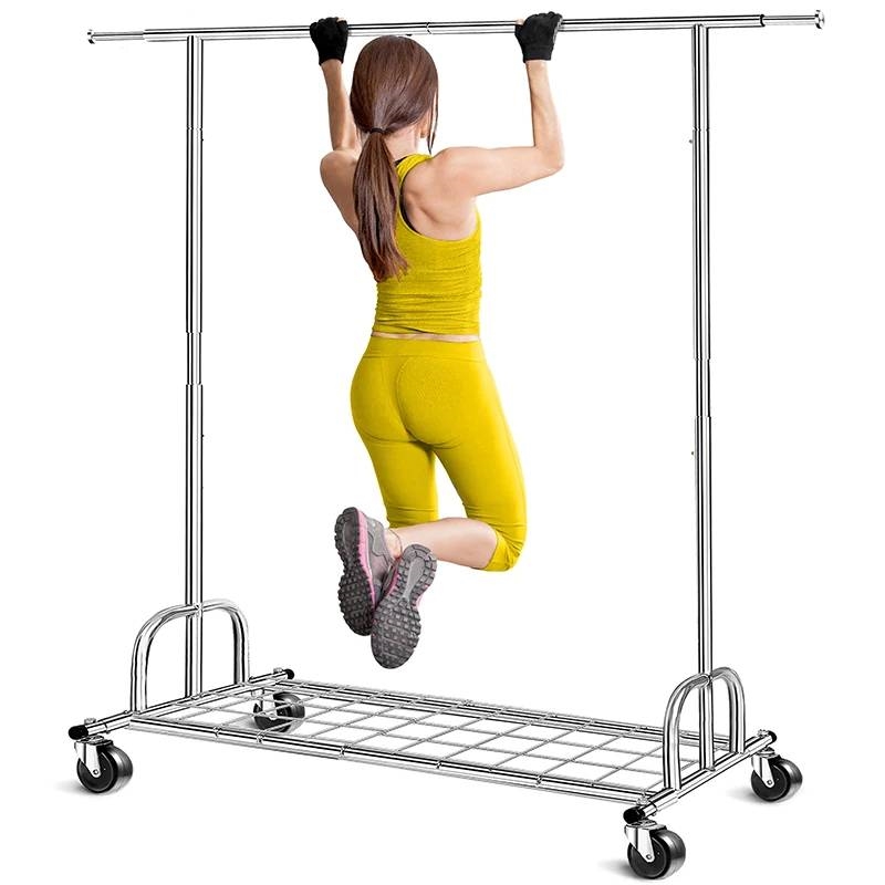 Heavy Duty Metal Clothing Bar Garment Rack on Lockable Casters - 450lb Capacity thumbnail 2