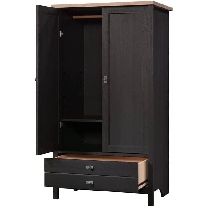 FarmHouse Black Oak Drawer and Garment Rod Wardrobe Armoire thumbnail 2
