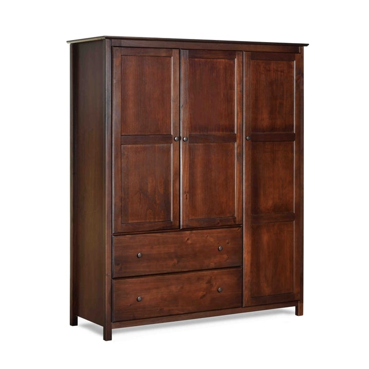 Cherry Wood Finish Bedroom Wardrobe Armoire Cabinet Closet thumbnail 2