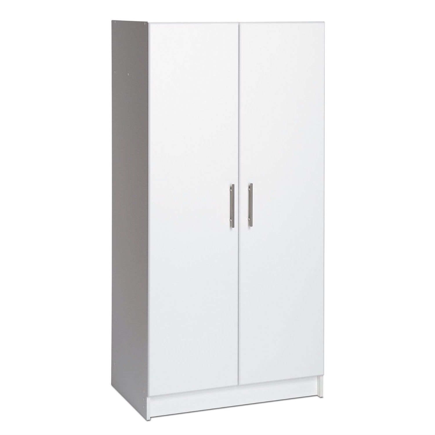 White 2-Door Wardrobe Cabinet with Hanging Rail and Storage Shelf thumbnail 2