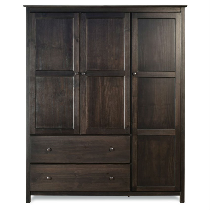 Espresso Wood Finish Bedroom Wardrobe Armoire Cabinet Closet thumbnail 2