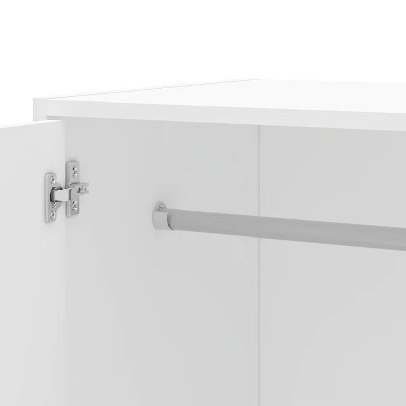 Modern White 2-Door Wardrobe Armoire Cabinet with Clothes Hanging Rod thumbnail 3