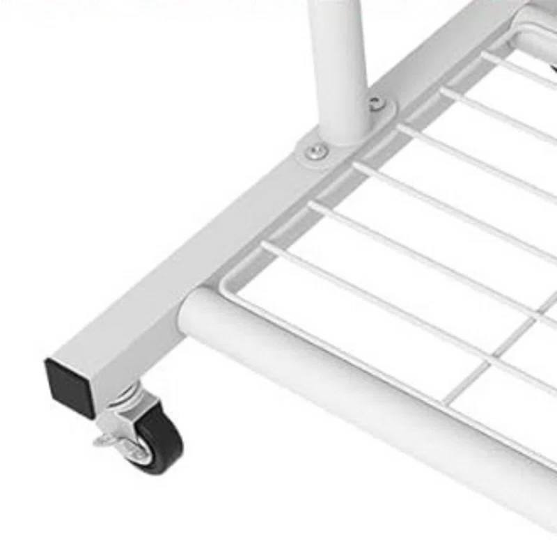 White Modern Garment Rack Clothes Hanging Rod with Lockable Wheels thumbnail 3
