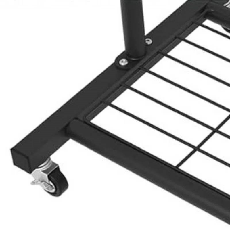 Black Modern Garment Rack Clothes Hanging Rod with Lockable Wheels thumbnail 3