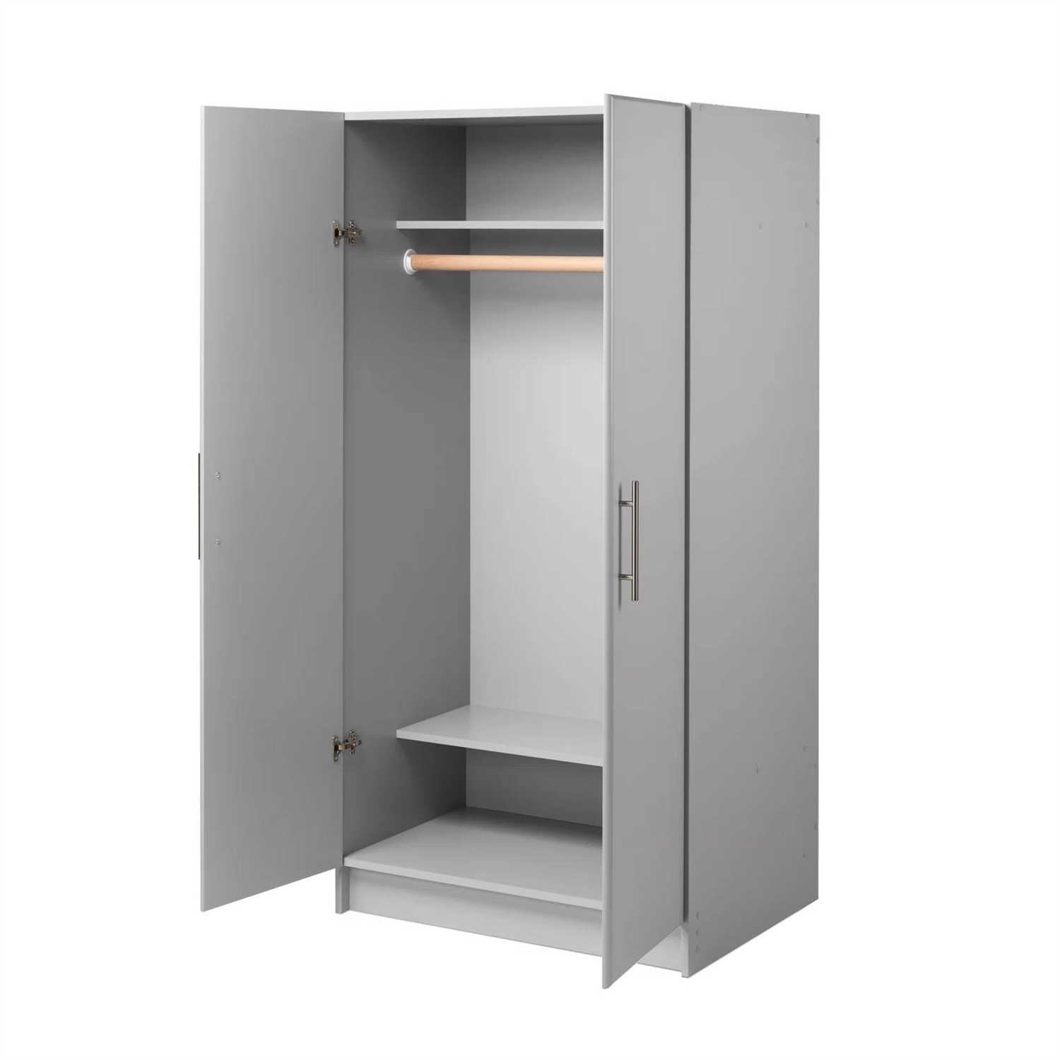 Bedroom Armoire Wardrobe Cabinet with Hanging Rail in Light Grey Wood Finish thumbnail 3
