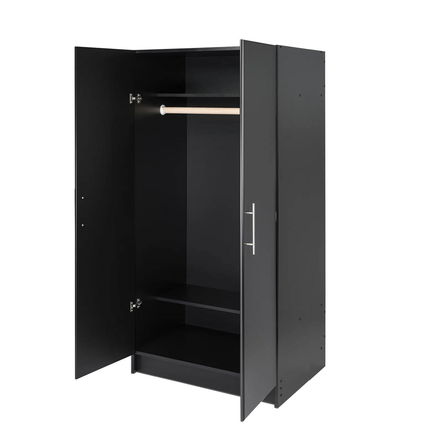 Bedroom Armoire Wardrobe Cabinet with Hanging Rail in Black Wood Finish thumbnail 3