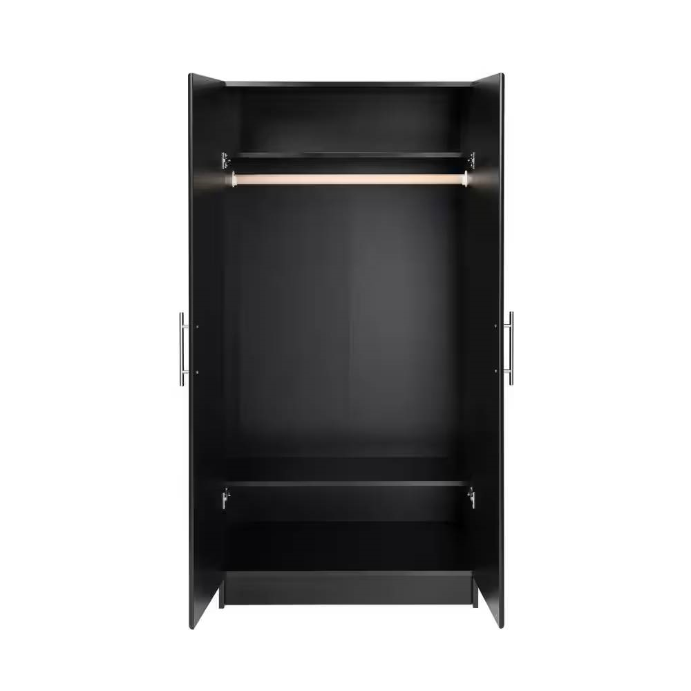 Black Freestanding Bedroom Cabinet Armoire Wardrobe Closet with Hanging Rail thumbnail 3