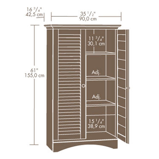 Louver 2-Door Storage Cabinet Bed Bath Armoire Wardrobe in Antique White thumbnail 3