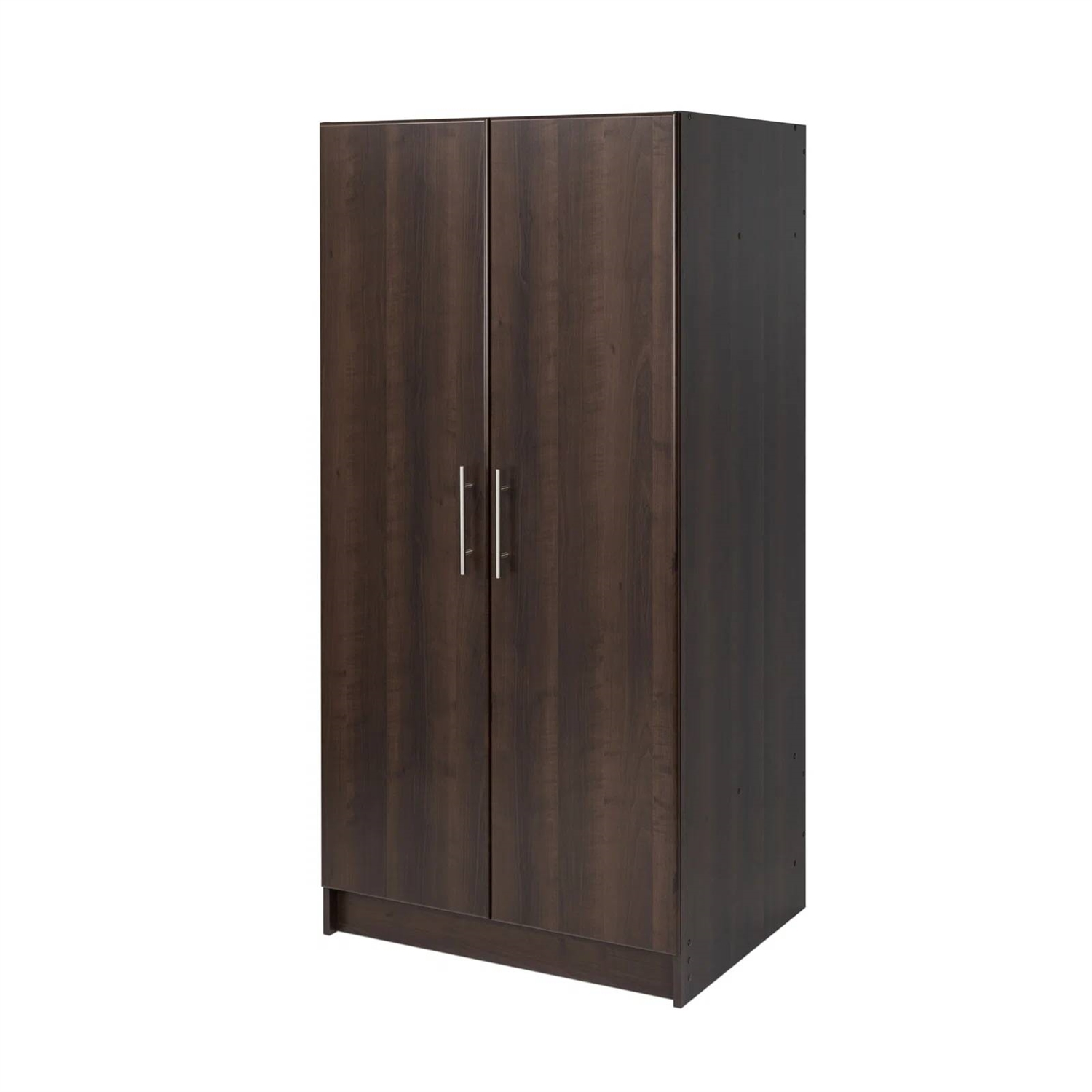 Bedroom Armoire Wardrobe Cabinet with Hanging Rail in Dark Brown Wood Finish thumbnail 4