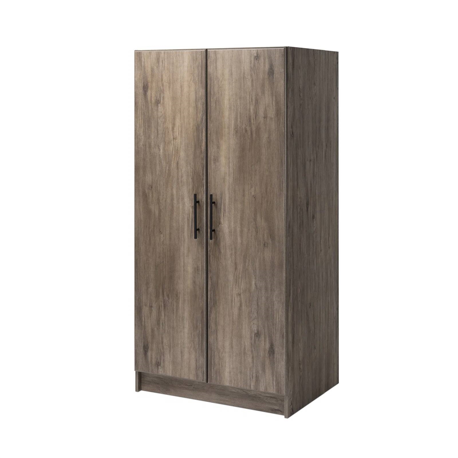 Bedroom Armoire Wardrobe Cabinet with Hanging Rail in Grey Brown Wood Finish thumbnail 4