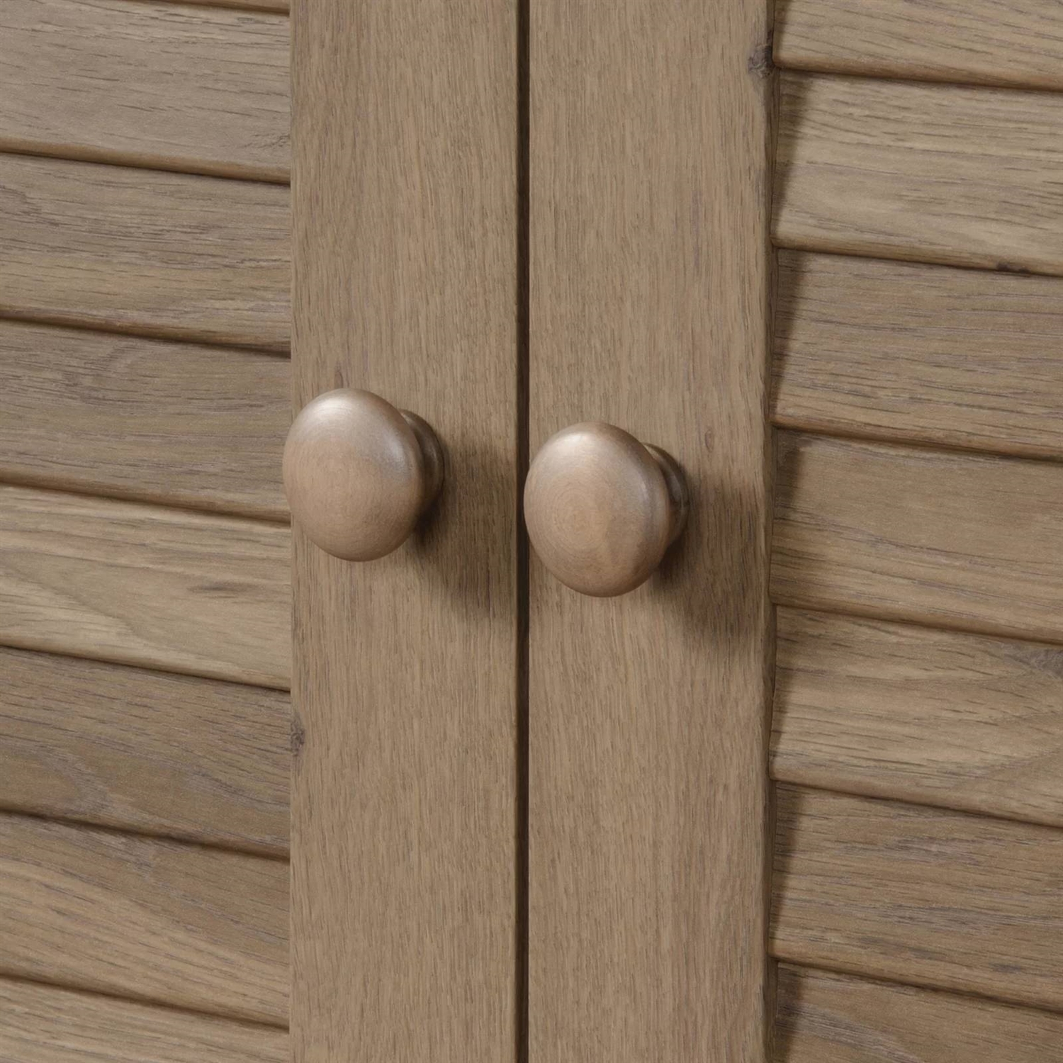 Farmhouse Armoire Storage Cabinet w/ Louver Doors in Light Brown Oak Wood Finish thumbnail 4