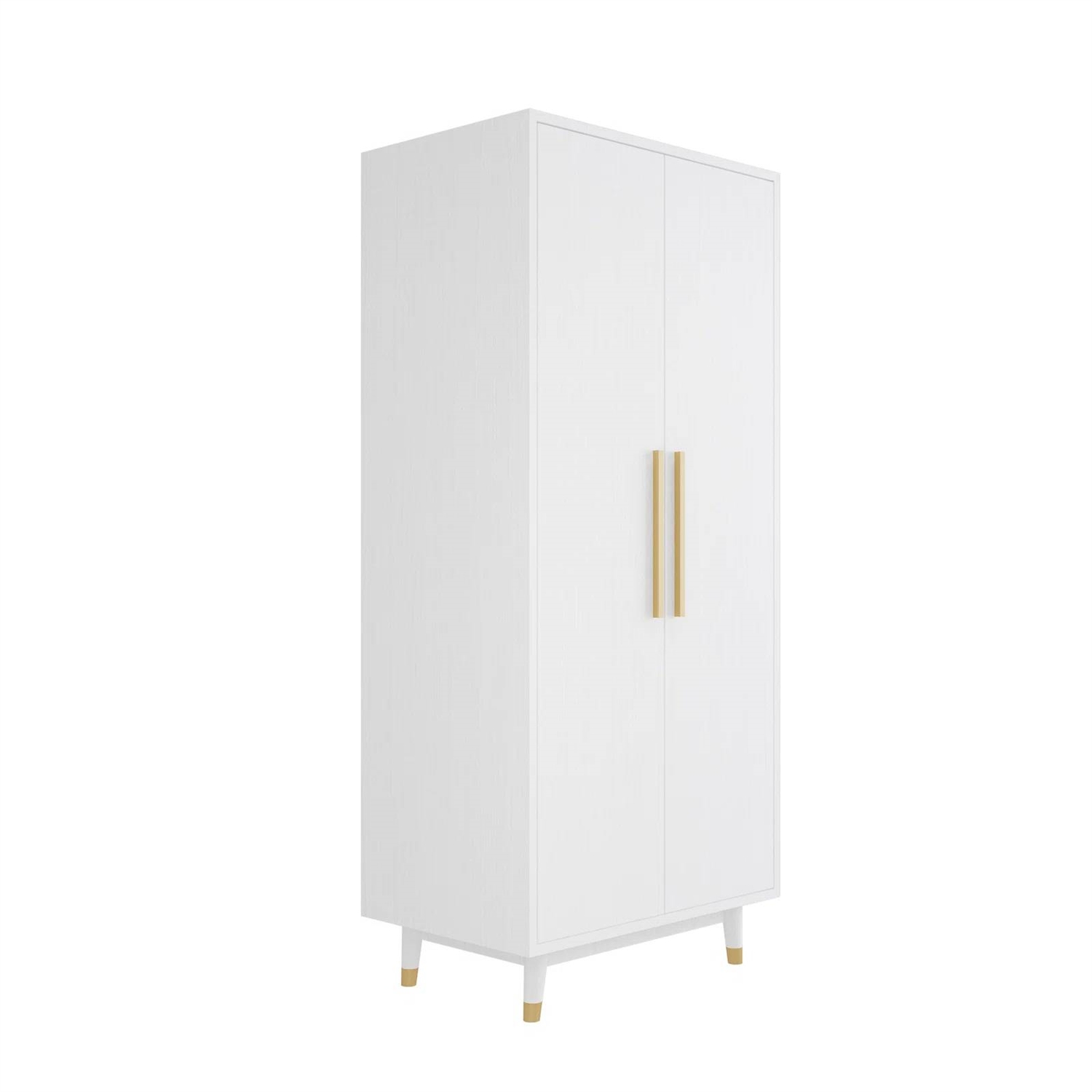 Mid-Century Modern 2-Door Bedroom Armoire Wardrobe Cabinet in White thumbnail 4