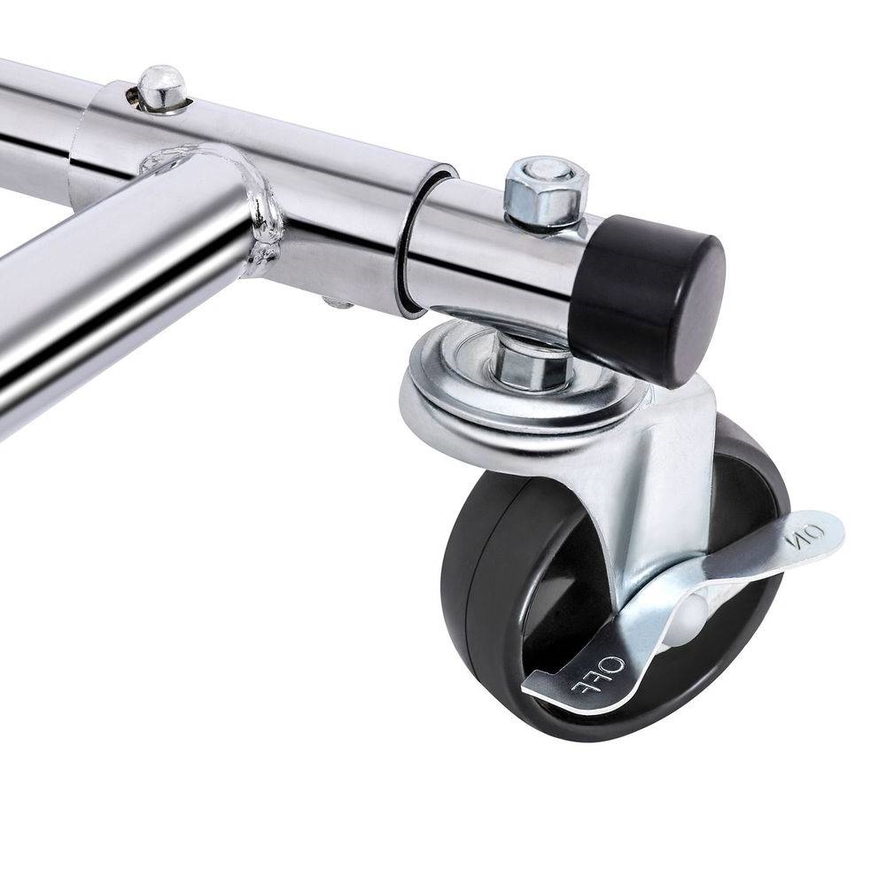 Heavy Duty Chrome Plated Silver Metal Garment Rack Clothes Hanging Bar on Wheels thumbnail 4