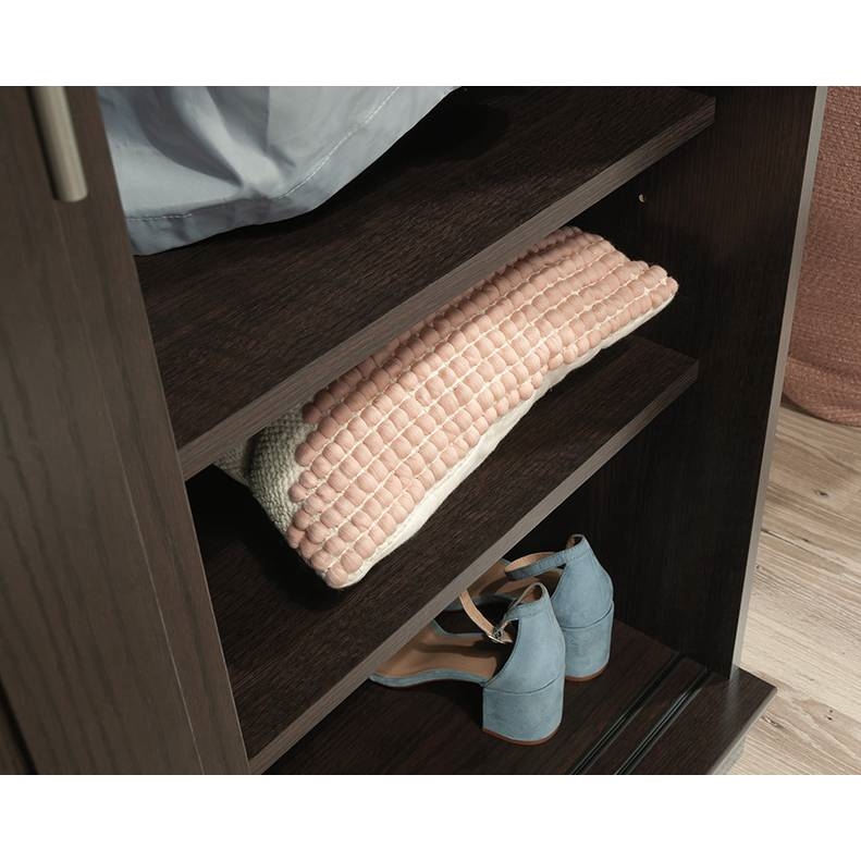 FarmHouse Espresso Oak Sliding Doors Garment Rod Wardrobe Armoire thumbnail 4