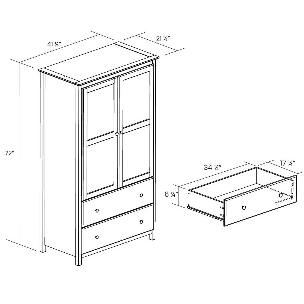 Solid Wood Bedroom Armoire Wardrobe Cabinet with Hanging Bar in Cherry Finish thumbnail 5
