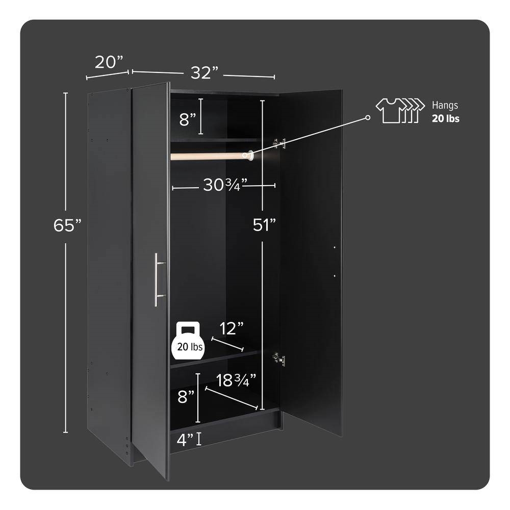 Black Freestanding Bedroom Cabinet Armoire Wardrobe Closet with Hanging Rail thumbnail 5