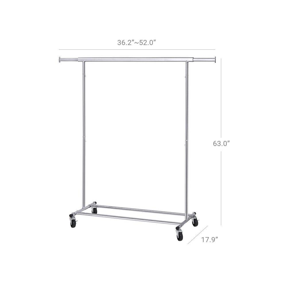 Heavy Duty Chrome Plated Silver Metal Garment Rack Clothes Hanging Bar on Wheels thumbnail 5