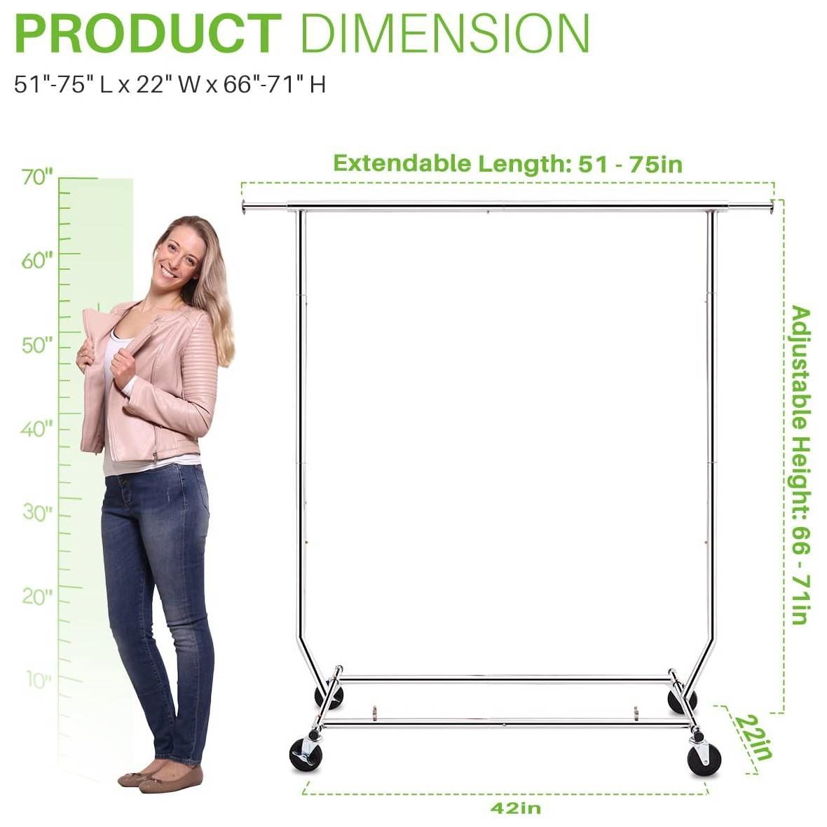Heavy Duty Metal Clothing Garment Rack with Lockable Wheels - 250 lbs. Capacity thumbnail 5