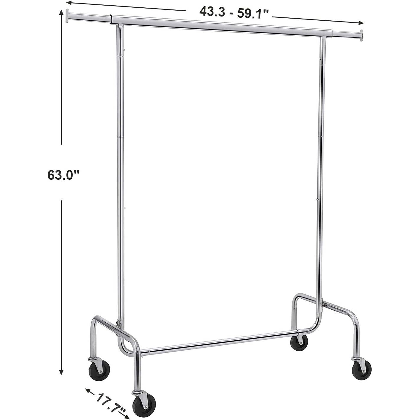 Heavy Duty Metal Tube Clothes Garment Rack on Wheels with 286 lb. Capacity thumbnail 5