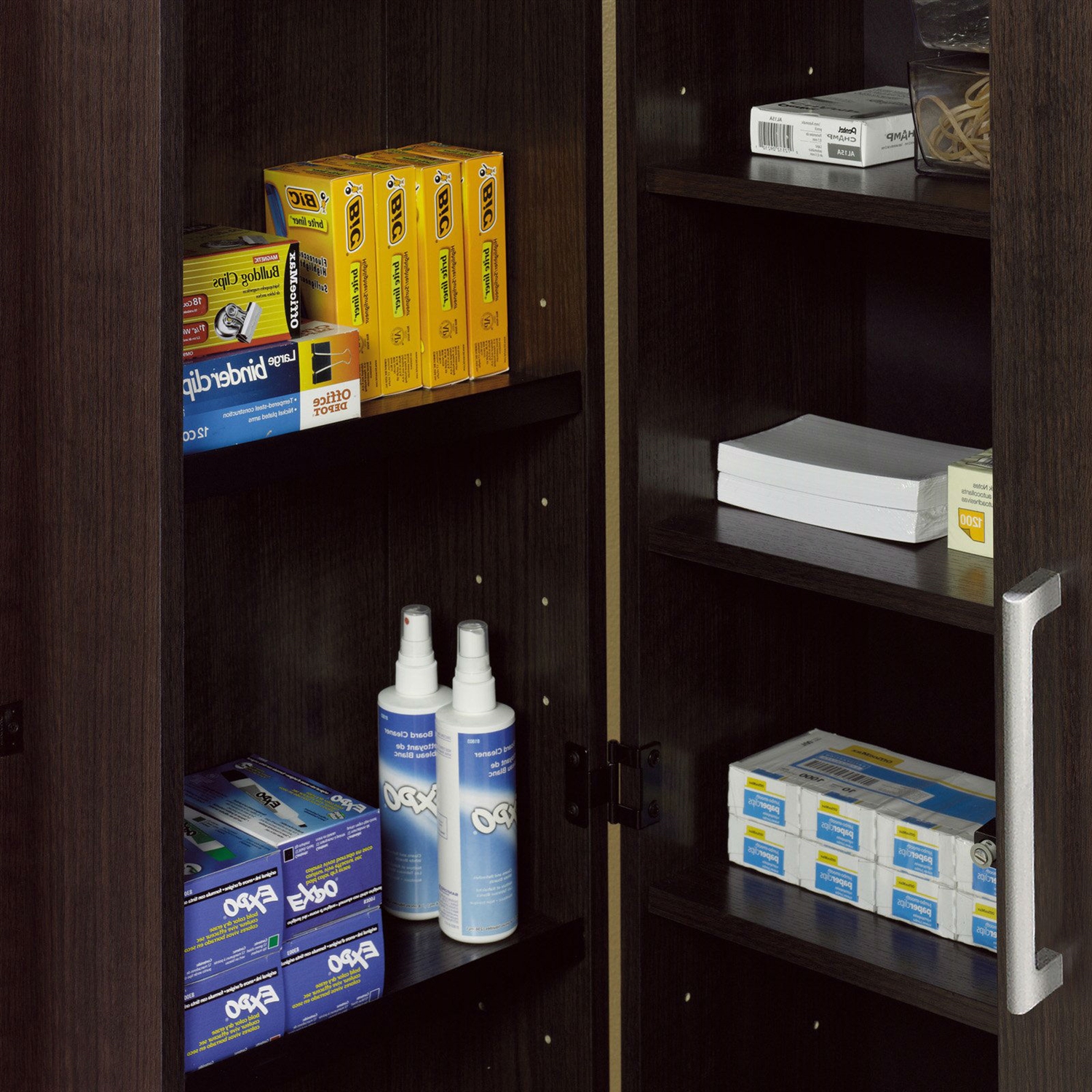 Multi-Purpose Living Room Kitchen Cupboard Storage Cabinet Armoire in Brown thumbnail 5