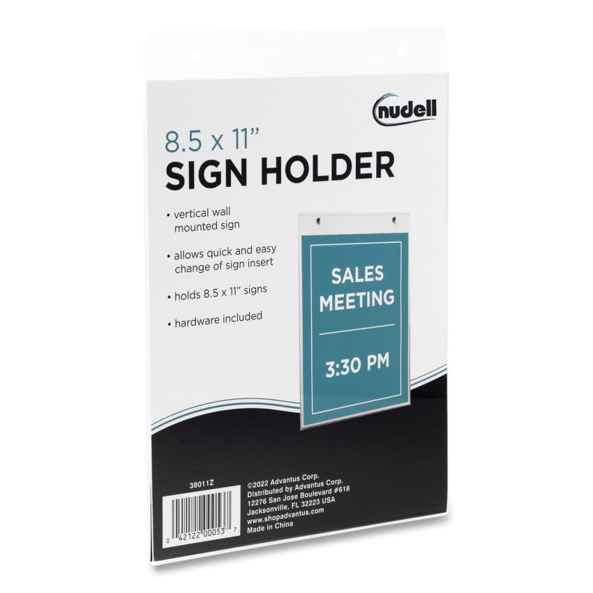 NuDell Clear Plastic Vertical-Orientation Wall Sign Holder with Mounting Screws, Quick-Change Insert System, 8.5 x 11 Insert (38011Z) thumbnail 3